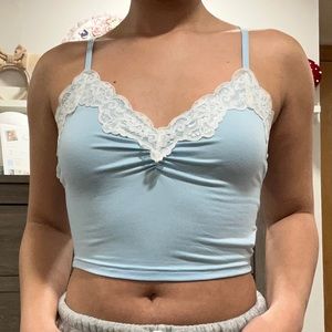 Lace Blue Crop Top